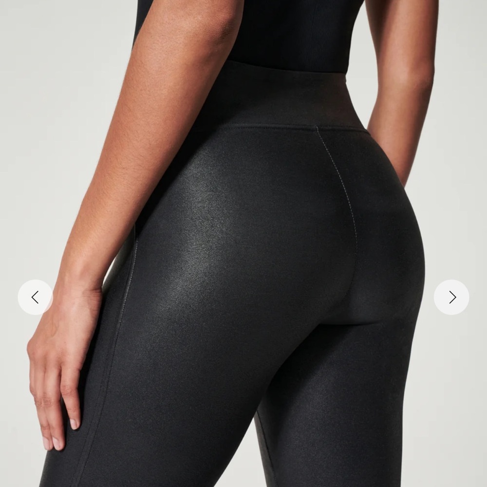 Spanx Faux Leather Black Shiny Leggings Size Small